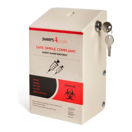 Post Medical Wall Mount Enclosure with Lock and Key, For 1 Qt. WD Series Sharps Containers 110-S